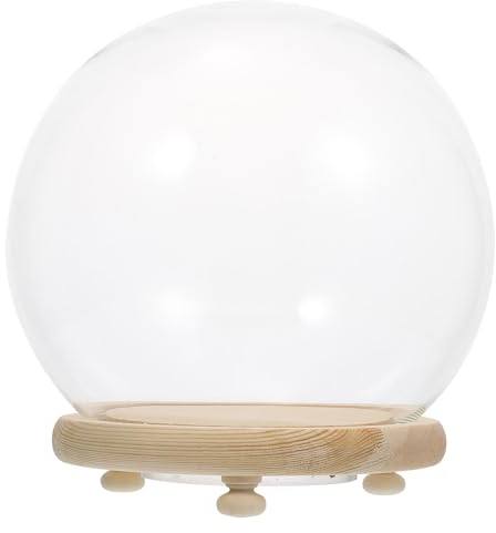 CHICAMPERA Glass Cover Display Dome 18Cm with LED Light for Garden Plant Cloche and Table Centrepiece Decoration