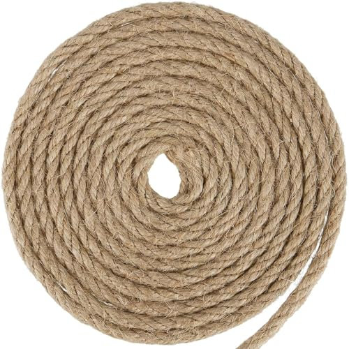 Hanfseil, Juteseil, Garten Juteschnur 6mm Dicke, Schwere Seil für Handwerk, Floristik, DIY, Dekoration, Bündel, Kratzbaum, Bündelung