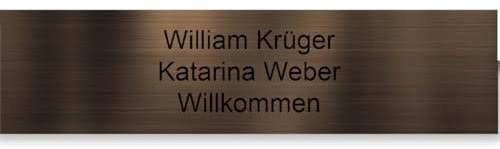 Briefkastenschild – Personalisiertes PVC Namensschild mit Gravur – selbstklebend – 1 bis 3 Zeilen – 10 x 2,5 cm (Metallisch Bronze)