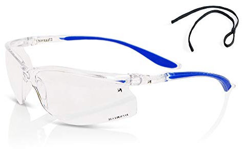 Beeswift Clear Lens Safety Spectacles with UV Filter and Spec Cord Protective Eyewear Glasses– Clear – 1 Pair