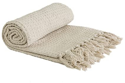 Emma Barclay Honeycomb Throw 50 x 60 Ivory, 100% Cotton, 50x60 (127x152cm)