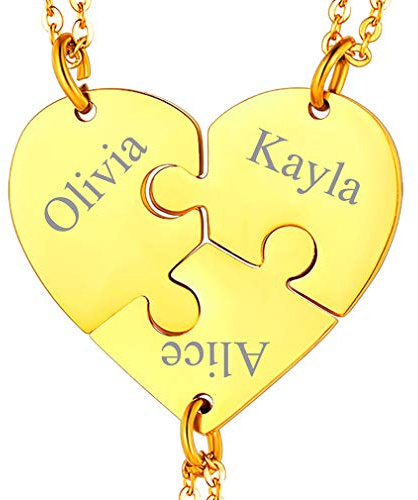 FaithHeart personalisierte Puzzle Anhänger DIY Namenskette aus Edelstahl BFF Freundschaftskette Familienkette mit Gravur Puzzle Kette für 2/3/4/5/6/7/8