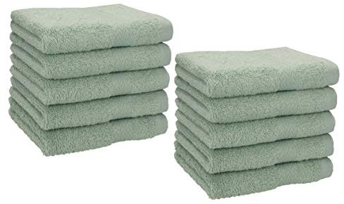 Betz 10 Stück Seiftücher Seiftuch Seiflappen Set Premium 100% Baumwolle Seiflappen Set Größe 30 x 30 cm (heugrün)