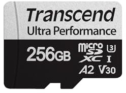 Transcend 256GB USD340S microSD Card, 160MB/s, microSDXC, U3, V30, A2 | microSDXC Memory Card for Nintendo-Switch, Steam Deck, ROG Ally, MSI Claw, GoPro, DJI, Insta360, Action Camera