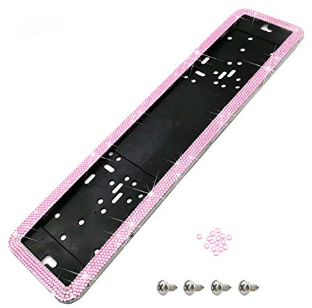 Universal Pkw Simple Fix Nummernschildhalter Kennzeichenhalterung Edelstahl, Diamant Diebstahlsicher Nummernschildhalterung Vibrationsschutz Halter Für Kennzeichen Nummernschild (Rosa)