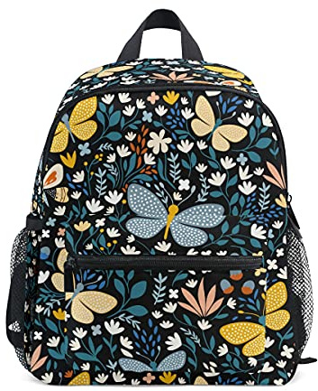 ALAZA Children's Backpack with Chest Strap, Kids Schoolbag Butterflies Flowers Floral Students Bookbag for Boys Girls