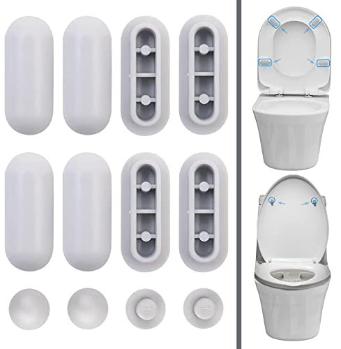 12 Stücke WC Sitzdeckelpuffer WC Sitzpuff Auflagestopfen für Toilettensitz Abstandhalter für WC Brille Dämpfer WC-Sitz Stoßstange 8 Ringpuffer und 4 Deckelpuffer für Zuhause Büro Hotel
