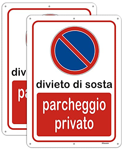 Cartello Divieto Di Sosta Parcheggio Privato 35 X 25cm Segno Parcheggio Privato Segnale Stradale Divieto Di Sosta In Alluminio Impermeabile Antiruggine Resistenza Uso interno ed esterno 2pz