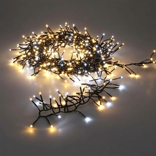 Spetebo LED Büschel Lichterkette kalt/warm weiß LED Mix - 3000 LED / 22 m- Cluster Lichterkette mit 8 Funktionen und Speicherchip - Weihnachtsbaum Lichter Deko für Innen und Außen (22,0m / 3000 LED)