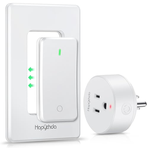 HAPYTHDA Remote Control Outlet Switch, Removable Buckle Design Wireless Light Switch, No Wiring No WiFi, 300ft RF Range 15A 1500W, Programmable DIY Pairing, for Household Appliances (White)