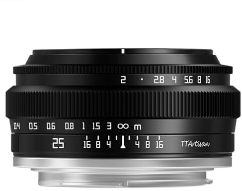 TTArtisan APS-C 25mm F2 Metal Bodied Lens Compatible with Sony E Mount - Black