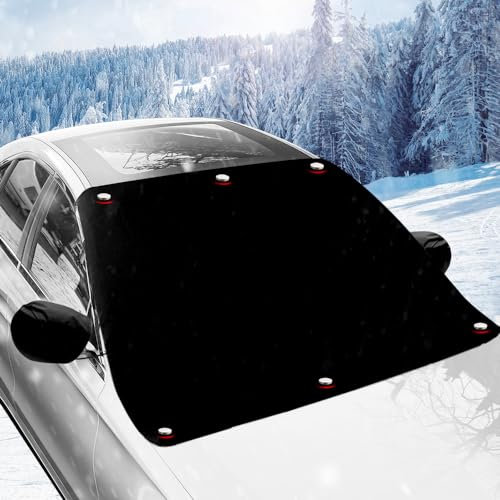 mizikuu Parasole Auto Parabrezza, Protezione Parabrezza Auto con Copertura per Specchietto Retrovisore Raggi UV Telo Copri Vetro Auto Sole Antineve per la Maggior Parte dei Veicoli, 210 x 120 cm