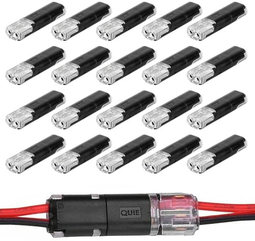 20 Stück Lüsterklemmen Steckbar Kabelverbinder 2 polig, Wasserdichte Lüsterklemme Durchgangsverbinder Kabelverbinder KFZ, 18-24AWG Draht-Schnellspleiß-Steckverbinder, Kabel Crimp Anschluss