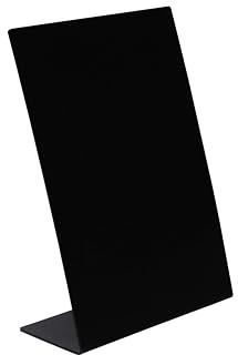 Exacompta - Réf. 85230D - 1 Support à messages incliné vertical A5 en ardoise, tableau noir pour restaurant, menus, food truck, fête, mariage - Dimensions 15,3 x 6,3 x 20 cm - Coloris noir