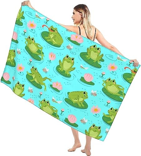 Telo Mare Grande Microfibra Asciugamano Da Spiaggia Rana Animale Teli Mare Asciugatura Rapida Leggero Coperta Da Viaggio Xxl 150 X 200 Cm Terreno Per Palestra Yoga Nuoto Campeggio -2B6Q