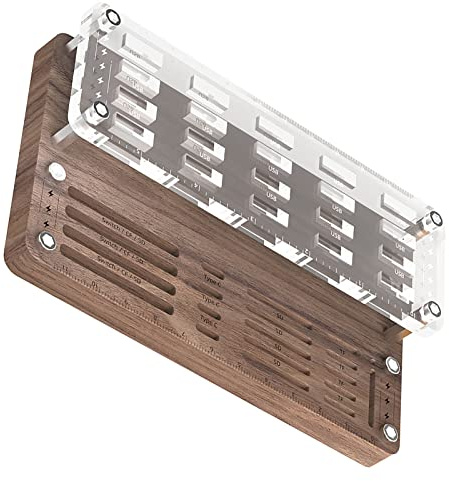 Organizador USB, caja de almacenamiento USB de madera con 40 ranuras | Caja de tarjetas TF y unidad USB, escritorio pequeño para tarjetas de memoria, estuche de transporte para tarjetas de memoria