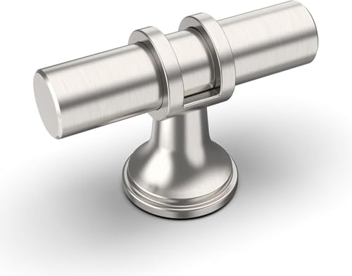Amerdeco 10 Pack Brushed Satin Nickel Cabinet Knobs 2 Inch T Bar Cabinet Pulls Kitchen Cabinet Handles Cabinets Hardware Drawer Pulls AM002