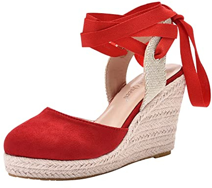 Sandali Espadrillas Con Zeppa Scarpe Classiche a Punta Tonda Elegante Con Fibbie E Cinturini Estivi Chiuse Ciabatte Plateau Basso Espadrillas Con Zeppa Media Donna Casual Sandali Estive Lacci