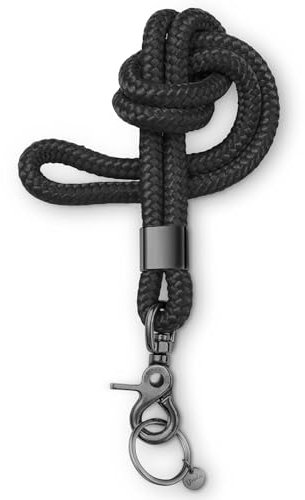 Dinalu, Schlüssel-Band, Schlüssel-Kette mit Karabiner mit schwarzem Metall, Universalkette für Schlüsselbund, Schlüssel-Anhänger-lang, Neck Lanyard beautiful black