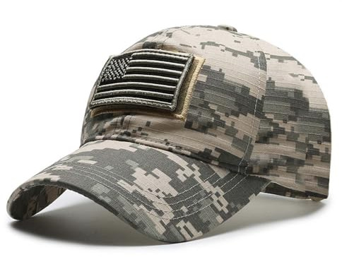 WUODHTW Baseballkappe mit USA-Flagge, Camouflage, Netzstoff, für Herren und Damen, taktischer Operator, Armee, Militär, Sonnenhut, Schießen, Jagd