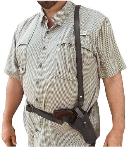 ANSNOW Retro-Pistolenholster, Handgefertigtes Cowboy-Leder-Schulterholster, Universellerenhalter, Verstecktesenholster/Schwarz/Lebensgröße