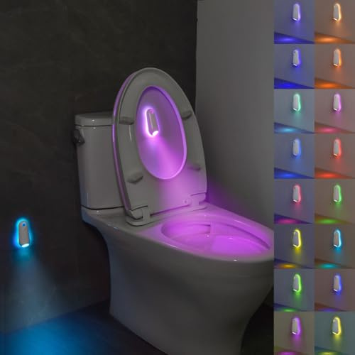 HOTUT Nattlampa med Rörelsesensor, 16 Färgbyten Toalettlampa, Automatisk Dekorativ Belysning för Badrum