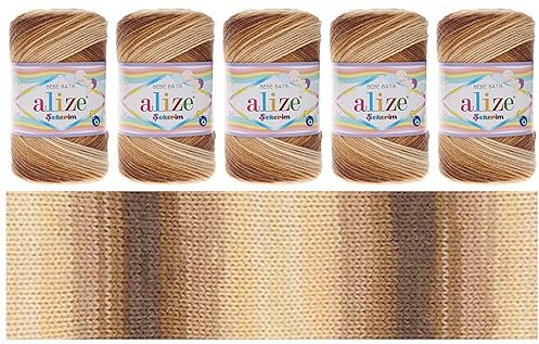 Alize Sekerim Bebe Batik 5 x 100g Strickgarn Strick-Wolle Babywolle Häkelgarn (5, 3050)