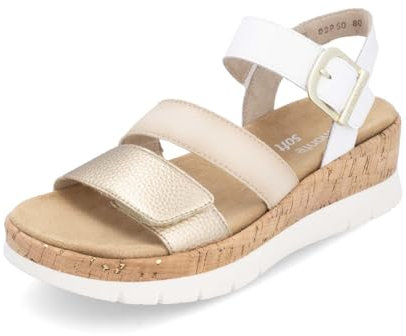 Remonte Damen Riemchensandalen D2P50, Frauen Sandalen,lose Einlage,Sommersandalen,flach,Sommerschuhe,Freizeitschuhe,Strandschuhe,Weiss Kombi (80),40 EU
