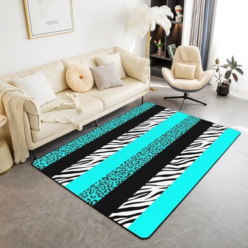 Kind Teppich 160 X 200 cm / 62.99 X 78.74, Schlafzimmer Teppich, 3D Teppiche Wohnzimmer Teppiche Weich rutschfest Teppich Für Wohnzimmer Schlafzimmer Bettvorleger Abstrakter Leopard-Zebra -2O5N7F4