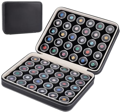 BENECREAT 60PCS Verschließbare Edelstein Sammlungs Aufbewahrungsbox Mit Schaumstoffeinlage, 32x17mm Kunststoff Edelstein Gläser Display Tray Set Für Lose Diamant Sammlerstücke