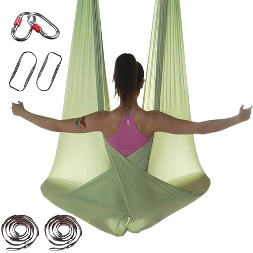 PRMTYUP Aerial-Yoga-Handtuch, DIY-Premium-AusrüStung Yoga-Tuch, Elastisches Anti-Schwerkraft-Yoga-Set Mit HäNgematte Mit StoffzubehöR, Verstellbare Yoga-HäNgematte,010,5m