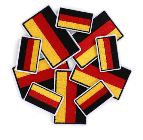 MWOOT Deutschland Flaggen Patch, 10 Stück Germany Flag Patches, Der Bundeswehr Deutschland Flaggen-Flicken zum Aufbügeln für Jacken Taschen Deko, Deutsch Fahne Bügelbild