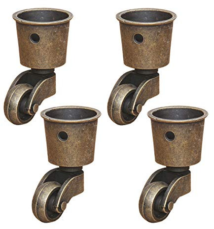 Möbelrollen aus Metall, bewegliche Lenkräder, universelle antike Becherrollen, Ersatzrollen für Möbelanzüge, Betten und Sessel, Tragkraft 150 kg, Bronze, 4 Stück
