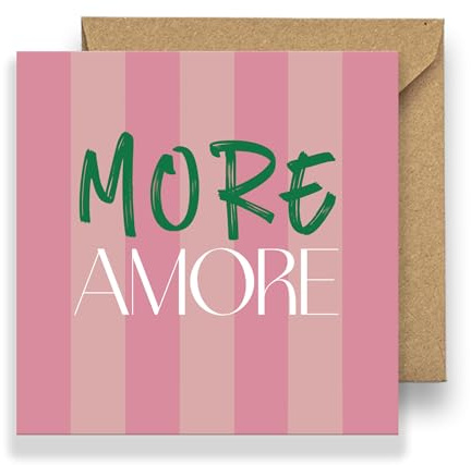 Premium Liebeskarte, Grußkarte, Klappkarte im MORE AMORE Design für Hochzeit, Frau, Freundin, Muttertag, Valentinstag - quadratisch mit Umschlag (148 x 148mm)