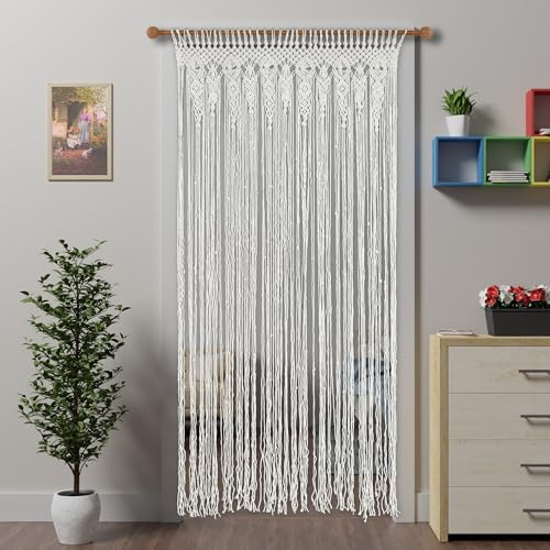 Ateasierlife Curtain Boho Doorway Curtains,Handmade Door Curtain Fly Screen Curtains Window Doors Screens Tassel Doorways Blinds Room Divider Panel (Original, 90×200cm/35×79in, Rose)