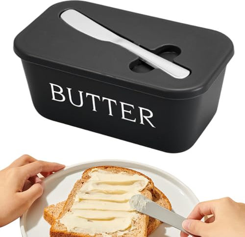Contenitore per Burro da Banco - Conservazione Del Burro - Conserva Formaggi Ermetica con Coltello per Cucina Campeggio Ristorante Frigorifero