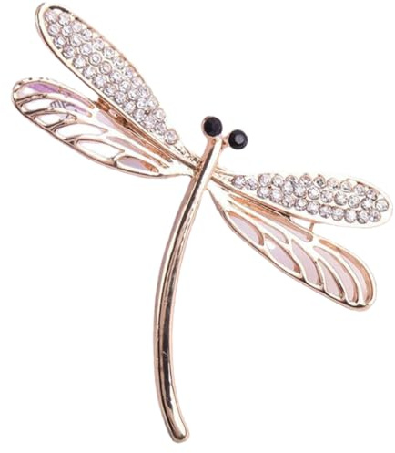 Generisch Goldene Brosche Damen Anstecknadel mit Schimmernden Strasssteinen Dekorative Libellen Brosche für Kleidung Vielseitiges Schmuckaccessoire für Festliche Anlässe und Alltag