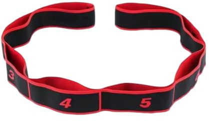 SGERUFZ Bande Yoga Élastique Yoga Strap avec 11 Boucles pour Pilates, Danse, Gymnastique et Étirements - Accessoire de Fitness Durable et Portable (135 cm) (Rouge)