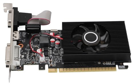 Tosuny Tarjeta Gráfica, 4GB DDR3 128bit 701/667MHz PCIe 3.0 Tarjeta de Video de Juegos, Ventilador de Enfriamiento Silencioso, Salida VGA//DVI, Tarjeta Gráfica Discreta para Oficina y