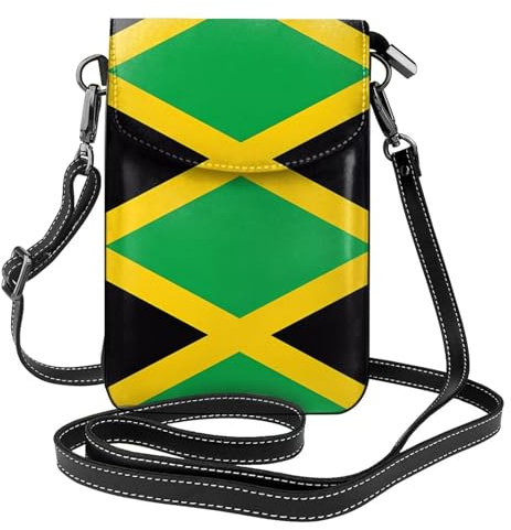 QAZWZML Cartera pequeña cruzada para teléfono con la bandera de Jamaica con tapa abatible, perfecta para ir de compras, viajes y uso diario.