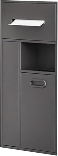 Niche de douche en acier inoxydable avec porte-papier toilette encastré et poubelle, meuble de rangement et porte-brosse WC