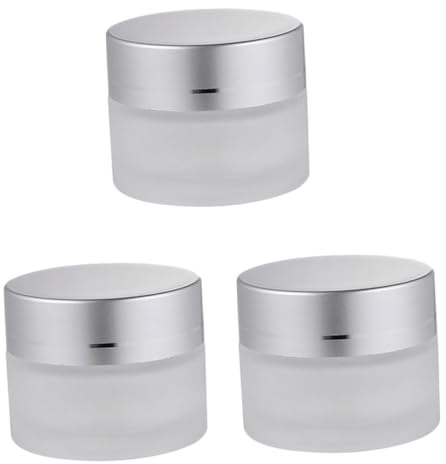 MOTHNUR 3 pièces Petits Pots Verre Dépoli pour Crème Cosmétique Bocaux à Cosmétiques Ronds avec Couvercle à Vis Contenants de Stockage Compacts pour Échantillons et Voyage