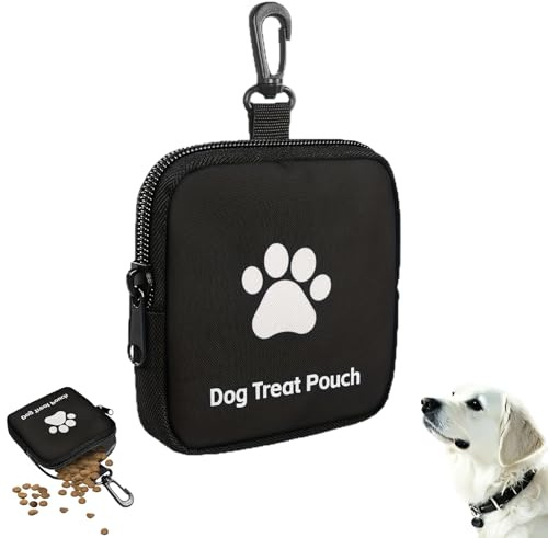Weilin Dog Treat Pouch, Dog Treat Bag, Puppy Training Pouch with Zipper for Pet Puppy Walking, Travel or Outdoor Use (Black)