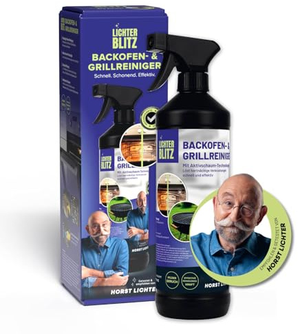 LICHTERBLITZ Backofenreiniger für Küche & Grill – Extra starker Ofenreiniger & Grillreiniger | Effektiver Herdreiniger & Fettlöser gegen starke Verkrustungen | Haftstarker Aktivschaum, geruchsarm