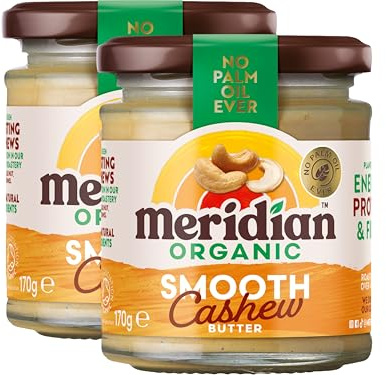 Meridian Organic Smooth Cashew Butter 170g – 96% Roasted Cashews, Creamy Texture, No Palm Oil, No Added Sugar or Salt, Vegan, Gluten & Dairy Free, (Pack of 2) from SuperfoodUK