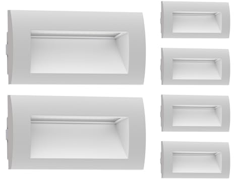 ledscom.de 6x LED Wandeinbauleuchte ZIBAL, Downlight für außen, IP65 matt, 140 x 70mm, 3,3 W, 223lm, kaltweiß