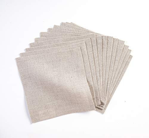 Solino Home Cocktail-Servietten, 15,2 cm, natürliches Leinen, 12 Stück – 100 % reines Leinen – Fete