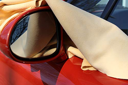 Förster-Fellnest Echtes Qualitäts Fensterleder - Autoleder in handlichem Schnitt - für Scheiben und Lack, als Staubtuch für den Innenbereich Trangerbung