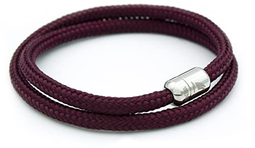 Wind Passion - Magnetiskt paracord armband för män och kvinnor - handgjort nautiskt rep - sommar surfsnöre - julklapp, Medium (Wrist size: 14.6-16 cm), Legerat stål, Ingen ädelsten