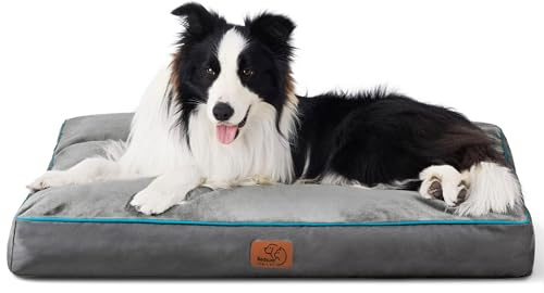 Bedsure Washable Dog Beds Large Sized Dog - 3 Inch Thicken Up to 80lbs Pet Mat Pillows with Removable Washable Cover, Grey